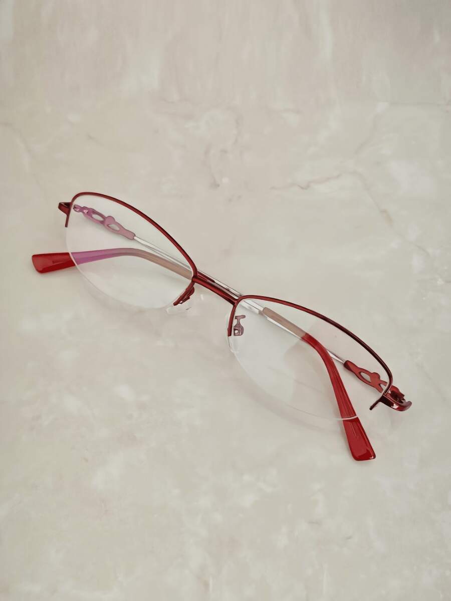 1 Pair Unisex Fashionable Artistic Plain Glasses - Rose Red - View 1