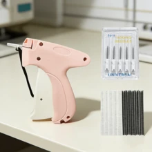 1 Set Portable Mini Sewing Gun, Handheld Clothing Quilting Label Sewing Tool, Includes 5 Needles, 1000 White And 1000 Black Snap Buttons - A - View 5