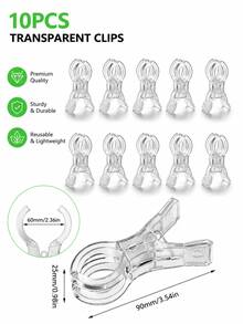 10pcs 3.5 Inch Heavy Duty Transparent Plastic Spring Clamps, Multi-Purpose Clips For Fixing Balloon Arches And Backdrops, Durable And Sturdy, Suitable For Birthday Parties, Wedding Decor, Woodworking Projects And Photography Studios - Multicolor - View 12