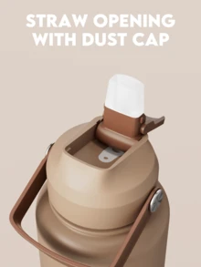Meoky 40oz Edelstahl isolierte Sport Wasserflasche mit Strohhalm und Griffdeckel, breite Öffnung, doppelwandiges auslaufsicheres Design, hält kalte Getränke 24 Stunden lang kalt und heiße Getränke 12 Stunden lang heiß, geeignet für Büro oder Outdoor-Aktivitäten - 40oz Braun - Übersicht 4