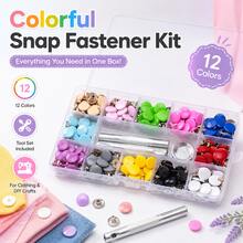 12 Colors Metal Copper Snap Buttons With Installation Tool, Colorful Fastener Snaps For Clothing, Bags & DIY Sewing Crafts - A - View 6