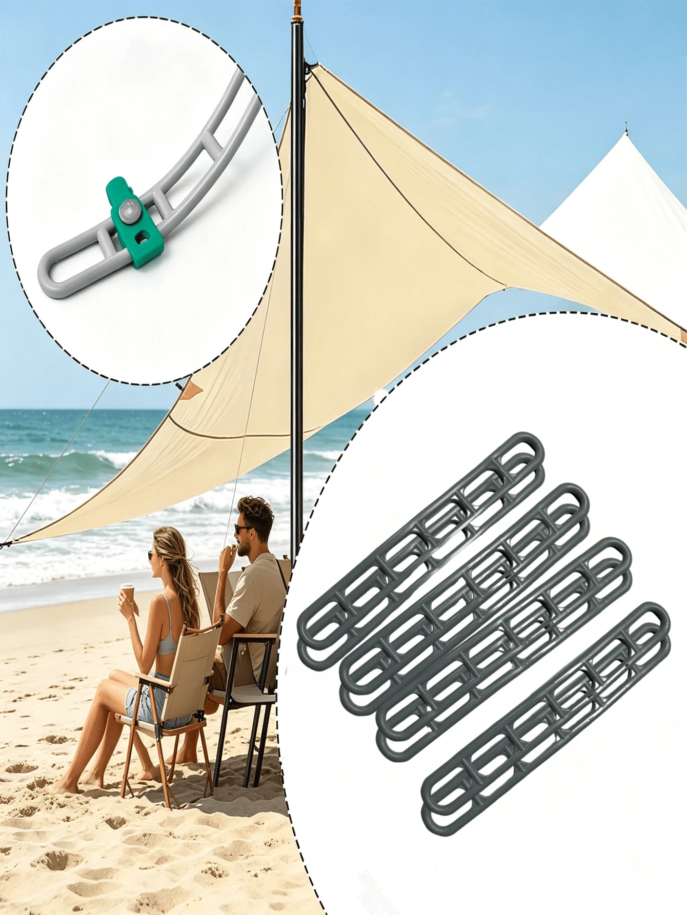 10pcs Adjustable Pole Set, Suitable For 6-Speed Telescopic, Ideal For Outdoor Camping And Hiking Tents, Adjustable Ground Stakes, Climbing Canopies, Shelters, Securely Fixed And Firmly Fastened - Multicolor - View 1