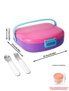 Portable Lunch Box In 5 Macaron Color Blocks With Handle And Buckle Design. Suitable For Single-Person, Portable, Airtight Lunch Boxes. Perfect For Back-To-School Season, Working Professionals, And Outdoor Picnics. - Multicolor - View 12