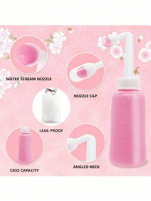 500ml Toilet Flush Spray Bottle, Portable Bidet Bottle - Pink - View 5