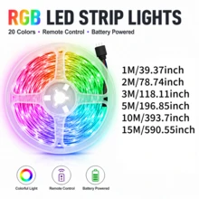 3535 RGB LED 燈條，附 24 鍵紅外線遙控器，16 色可調光，3 顆 AA 電池供電，適用於電視背光、鏡子、櫥櫃、廚房、婚禮、派對與居家裝飾（不含電池） - 3535RGB-24K - 查看 10