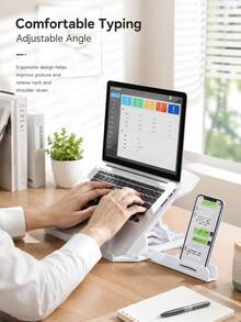 Laptop Stand With Phone Holder, 360° Rotating Swivel Foldable Adjustable Computer Stand, 8 Angles Portable Laptop Riser For Desk, Ergonomic Ventilated Notebook Holder Compatible With MacBook Air Pro HP 10-17 Inch, Office Home - View 6