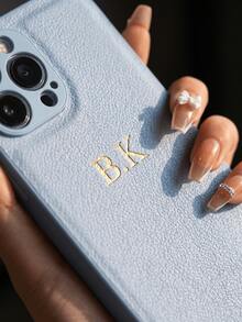 Customized Phone Case Compatible With IPhone 17 16 15 14 13 12 11 Pro Max 17 Air 16 15 14 Plus Compatible With Samsung S25 S24 S23 S22 S21 Ultra Plus S23 S21 S20 FE A55 A54 A53 A52 A51 A35 A34 A33 A32 A23 A21S A15 A14 A13 A12 A03 5G 4G Cover INS Luxury Korea PU Leather Case Personalized Initials Name 3D DIY Engraved Gold Letters Case Festival Gifts For Lover Friends Familly Yourself - Baby Blue - View 6