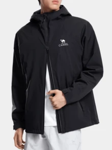CAMEL CROWN Chaqueta de exterior de una sola capa para hombre, cómoda, repelente al agua y ligera, adecuada para senderismo y montañismo en primavera - Fantasma negro - Ver 1