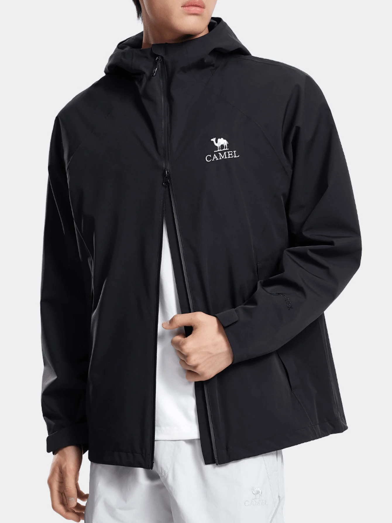 CAMEL CROWN Chaqueta de exterior de una sola capa para hombre, cómoda, repelente al agua y ligera, adecuada para senderismo y montañismo en primavera - Fantasma negro - Ver 1