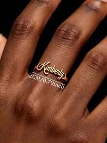 Custom Cursive Name Ring, Adjustable Stainless Steel, Personalized 18K Gold Color, Anniversary Gift Jewelry For Women And Men - As Shown - View 6