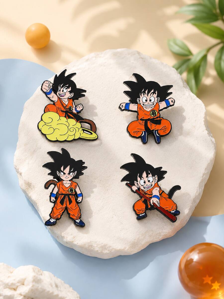 1pc Classic Dragon Ball Anime Brooch, Fashionable & Cute Son Goku Backpack Accessory, Made Of Zinc Alloy, Suitable For Daily Wear Or Gift