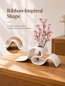 Modern Minimalist 3D Printed Vase, Curved Ribbon Design, Nordic Style Desktop Decor, Suitable For Dried Flowers, Ideal For Home, Office And Living Room - Multicolor - View 2