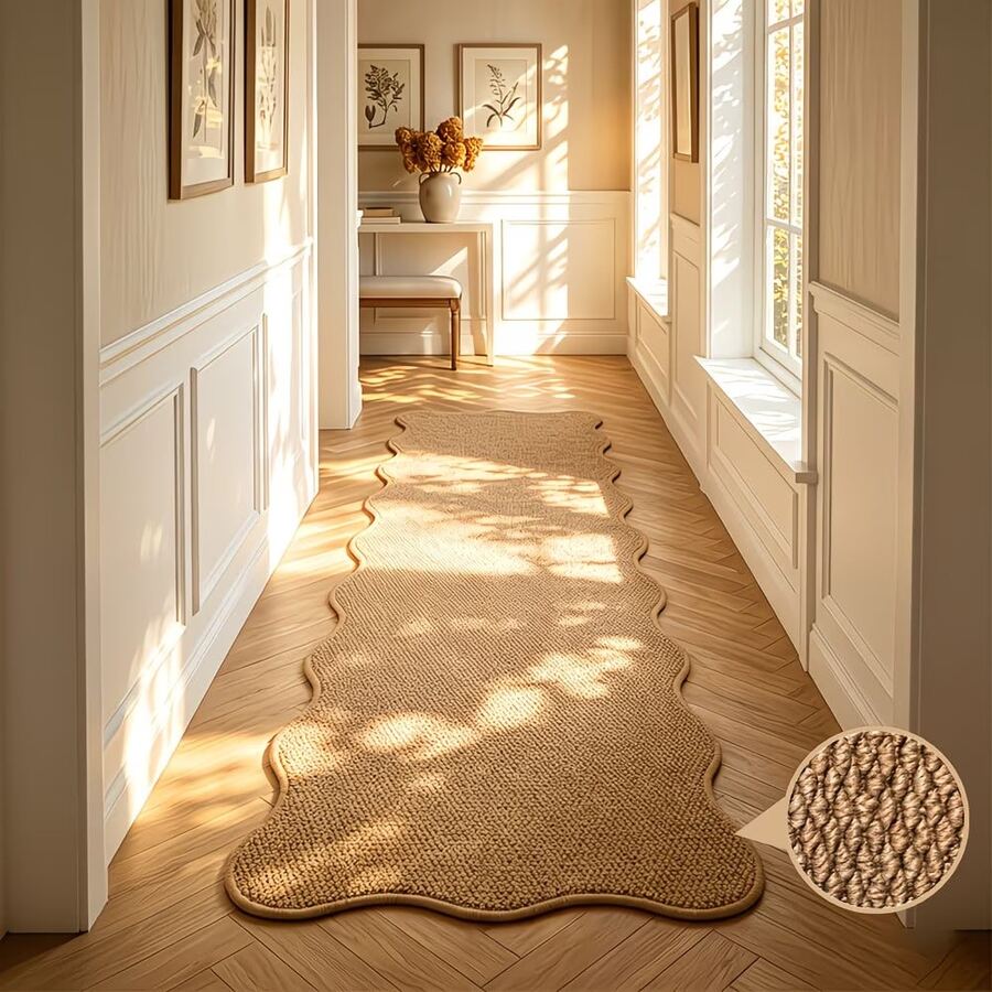 1pc Pineapple Ring Jute-Like Kitchen Rug, Thick & Durable Carpet, Solid Brown Color, Multipurpose Minimalist Design, Suitable For Living Room, Sofa, Doormat, Bedroom, Outdoor, Washable Bottom, Cat Scratching Pad, Kitchen Rug, Bathroom Rug, Welcome Mat, Outdoor Rug, Small Rug, Easy To Clean With Vacuum