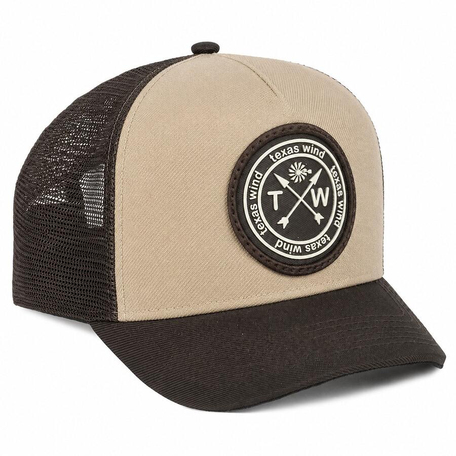 Texas Wind Country Trucker Cap With Curved Brim And Mesh Detail - 米棕色 - 查看 1