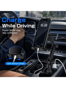 Car Cup Holder Phone Tablet Mount, 2-In-1 Adjustable Height & 360° Rotatable Smartphone Stand With Stable Clamp Grip, Anti-Shake Hands-Free, Universal Cup Holder Expander For IPhone Android, SUV Truck RV, Road Trip Essentials, Car Accessories - Multicolor - View 9