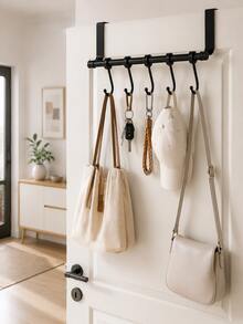 1pc Single Bar Towel Rack With Hook, No-Drill Cabinet Door Mount Storage Rack, ABS Material Kitchen Towel Rack, Space-Saving Hanging Storage, Suitable For Kitchen, Bathroom, Dorm, Cabinet Storage, Home Storage Essential, New Year Gift - Multicolor - View 8