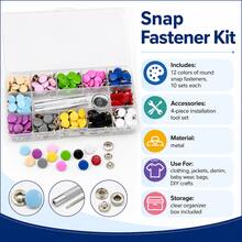 12 Colors Metal Copper Snap Buttons With Installation Tool, Colorful Fastener Snaps For Clothing, Bags & DIY Sewing Crafts - A - View 8