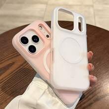 啞光淺白色極簡磁吸手機殼，相容 iPhone 17/17Air/17pro/17promax/16/16E/16PRO/16PROMAX/16PLUS 15 14 13 12 11 Pro Max，支援無線充電，柔軟矽膠背蓋 - 白色 - 查看 2