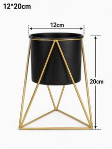 1pc/Set Creative Metal Plant Pot With Gold Geometric Stand, Vintage Style Succulent Planter, Large Desktop Flower Pot, Suitable For Balcony, Living Room, Office, Home Garden Decoration - Multiple Styles - View 14