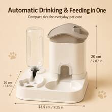 2-In-1 Automatic Pet Food And Water Dispenser, Large Capacity Gravity Feeder With Detachable Bowl, Easy-Clean Feeding Station For Cats And Small Dogs - 500ml - View 2