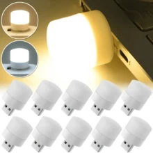 10 st USB-nattlampa med plug-in LED, mini kreativ rund mjuk lampa med ögonskydd, bärbar sänglampa för studentboende, sovrum och heminredning - Nattlampa - Visa 6