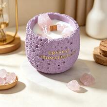 5 Colors Crystal Aromatherapy Candles, Wabi-Sabi Volcanic Texture Cement Cup, Smokeless Plant Wax With Natural Crystal, 8-12 Hours Burn Time, Style Home Decor, Wedding Holiday Gift - Crystal Scented Candles - View 10