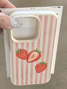 1個 白色條紋草莓個性化TPU防震全包覆手機殼，適用於Apple 17 16 15 14 13 12 11 Pro Max Air及系列 - 彩色 - 查看 4