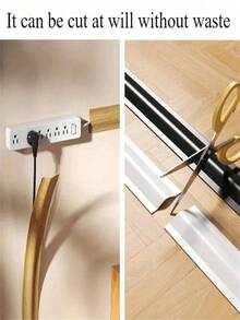 1 Roll Self-Adhesive Cable Protector Sleeve, Designed For Power Cord Management, With White Base Cover, Prevents Cables From Tangling On Floors, Walls And Desktops - A - View 5