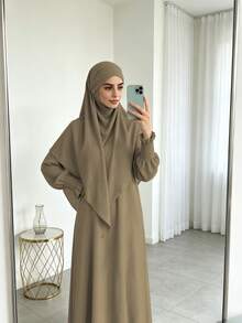 1pc Minimalist Elegant Muslim Hijab + Versatile Dress, Suitable For Daily Wear - Multicolor - View 11