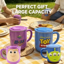 Disney Buzz Lightyear 3D Stainless Steel Inner Cup With Handle And Lid, Beverage Coffee Cup With Measurement Lines, Classic Toy Story, Alien Pattern Design, Easy To Clean Cup, Ideal Birthday Gift, Back To School Gift - Multicolor - View 4