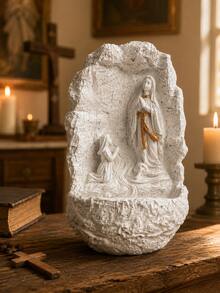 Fontaine d'eau bénite de la Vierge Marie, décoration religieuse murale catholique, porte-eau bénit, décoration d'autel de coin de prière chrétien, ornement d'église, cadeau de baptême, première communion, confirmation, décoration de bénédiction de la maison, statue - Multicolore - Voir 4
