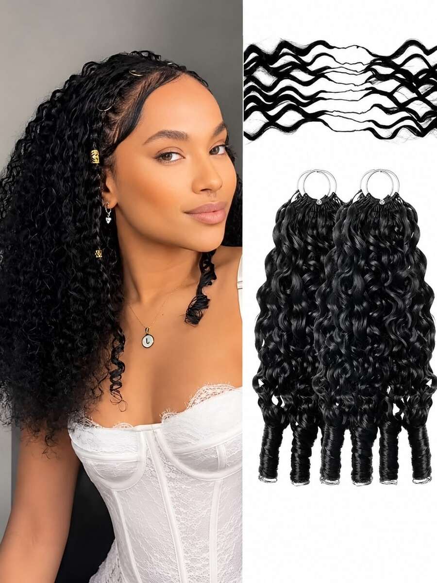 GABRIELLE Extensiones de cabello rizado birmano, hechas de cabello humano real, tejidas a crochet, 40/50/60 cm (16/20/24 pulgadas), sin nudos, pre-divididas, 1/2/3/4 piezas, 50 g, cabello tejido a crochet ultraligero, nudos invisibles milagrosos. Extensiones de cabello Remy ligeras y reutilizables con rizos en espiral para mujeres, cabello rizado birmano, mechones de cabello humano.