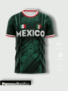 Custom Mexico Soccer Jersey With Printed Name And Number, Sunstone Soft Material, Professional Soccer Tournament Sports Jersey For Men - Dark Green - View 2