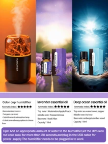 Volcanic Rock Effect Humidifier & Essential Oil Diffuser, With Color-Changing Ambient Light, Quiet Air Humidifier For Home, Bedroom, Bathroom, Hotel, Office, Home Decor Gift, High-End Aesthetic Home Decoration - Cylindrical - View 19