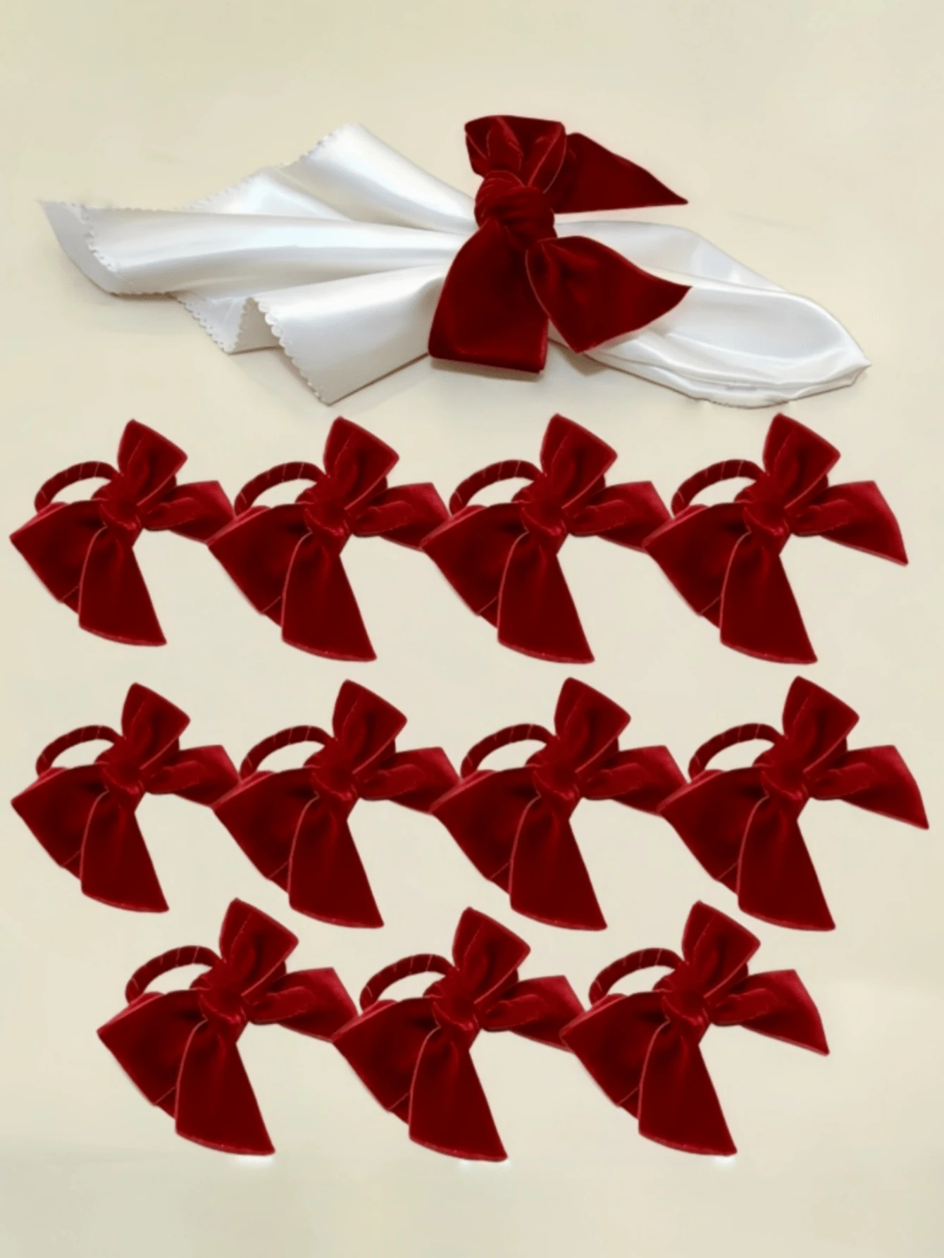 4pcs/6pcs/12pcs Bow Napkin Rings, Velvet Fabric Holiday Napkin Buckles, Gold Red Green Napkin Rings, Simple Napkin Rings, Hotel Table Setting Bow Tableware Napkin Buckles, Wedding Table Napkin Rings, Suitable For Various Occasions, Women's Gatherings, Fashionable Elegant Weddings And Various Parties