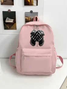 Hip Hop Money Hands Graphic Print Pink Backpack Streetwear Cash Casual School Bag - Multicolor - View 15