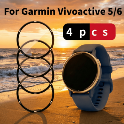 4 pièces Film protecteur d'écran (transparent), installation facile, haute clarté, application sans bulles, cadeau à la mode, convient pour petit ami/petite amie, compatible avec Vivoactive 5/6, protecteur d'écran de montre, matériau PMMA, film de protection incurvé 3D, couverture complète, anti-empreintes et anti-rayures.