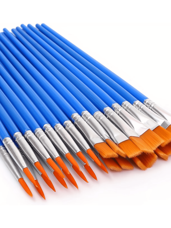 Colección de 5 Pinceles Profesionales para Artistas - Con Cerdas de Nailon Negro para Pintura al Óleo, Acuarela, Cara y Roca con Puntas Planas y Redondas
