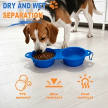 Collapsible Dog Bowl, Travel Food And Water Bowl For Dogs, |350ML Capacity Per Bowl, Portable Dog Bowl, Suitable For Walking, Hiking, Camping For Small And Medium-Sized Dogs Travel Bowl - Blue - View 4