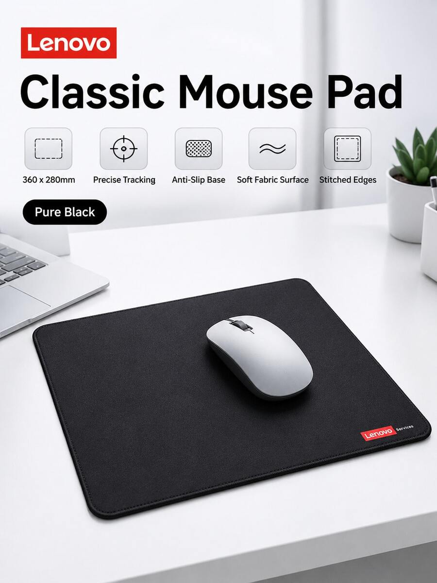 Lenovo 36*28cm Thick Non-Slip Locked Edge Mouse Pad, Office Desk Mat, Gaming Computer Mouse Pad