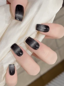 Cross-Border New Semi-Cured Gel Toe Nail Stickers, Glitter Shiny Design, In Stock Wholesale, Waterproof And Long-Lasting - 黑色 - 查看 4