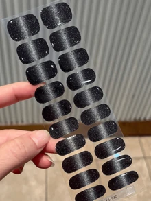 Cross-Border New Semi-Cured Gel Toe Nail Stickers, Glitter Shiny Design, In Stock Wholesale, Waterproof And Long-Lasting - 黑色 - 查看 5