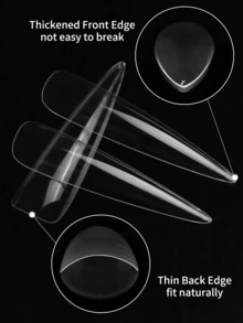 120pcs/Pack Extra Long Pointed Nail Tips, Transparent Full Coverage Fake Nails, Acrylic Artificial Nails, Long-Lasting Wear, Easy Application - 無色 - 查看 4