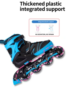 FREE STAR Multi-Color Sports Style SH0122D-26 High Elasticity Glitter Colorful PU Inline Roller Skates, Comfortable Soft Inner Liner, Adjustable Size For Growing Kids, Beginner Entry-Level Training, Casual Outdoor Shoes - Blue - View 8