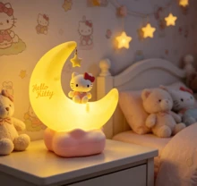 MINISO Hello Kitty Sanrio LED Starry Night Light For Girls,USB-C Charging With 3 Light Modes, Portable Rechargeable Dimmable Bedside LED Lamp, Kawaii Gifts For Girls, Birthday Gift - Moon - View 4