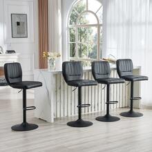 Height-Adjustable Bar Stool / 360° Swivel Bar Stool / With Backrest And Footrest / Leather Upholstery / Load Capacity 136 Kg / For The Bar At Home Or In The Office - 黑色 - 查看 6