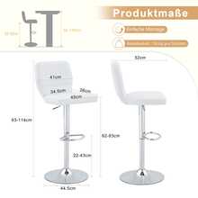 Height-Adjustable Bar Stool / 360° Swivel Bar Stool / With Backrest And Footrest / Leather Upholstery / Load Capacity 136 Kg / For The Bar At Home Or In The Office - 銀色+白色 - 查看 11
