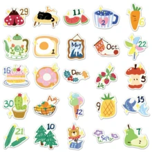 50 piezas de pegatinas originales dibujadas a mano para planificador de fechas, estilo pintura al óleo, para planificador, funda de teléfono, cuaderno - Multicolor - Ver 3