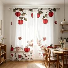2pcs Fruit Embroidery Print Modern Curtains, 100% Polyester Fabric Durable, Suitable For Living Room, Bedroom, Kitchen, Bathroom Decor (Curtain Rods Not Included) - Multicolor - View 9