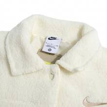 Nike Comfortable And Versatile Solid Color Logo Single-Breasted Fleece Casual Jacket For Women, Off-White - Off White - View 7